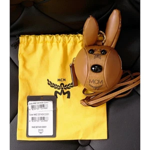 NEW $450 MCM Cognac Visetos BUNNY RABBIT Charm Mini Park CROSSBODY POUCH BAG NWT - Picture 1 of 18