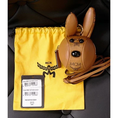 NEW $450 MCM Cognac Visetos BUNNY RABBIT Charm Mini Park CROSSBODY POUCH BAG NWT - Image 1 of 4