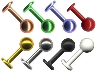 Piercing Spina Labret Lèvre Naso Borchie Orecchio Helix Trago 21 Misure 8 Colori - Immagine 1 di 4