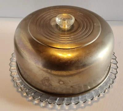 Suporte para bolo de vidro com tampa de alumínio para bolo de 9,5 pol. de largura. - Imagem 1 de 4