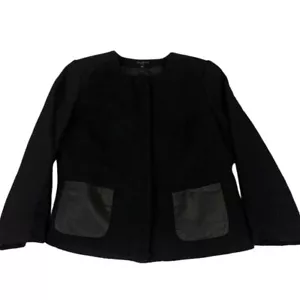 Chaqueta Blazer Talbots Mujer 12P Pequeña Negra Forrada Tweed Neutra Mínima Cremallera - Imagen 1 de 15