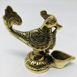BHARAT HAAT Brass Metal Sparrow Diya Medium in Size Handicraft India Art 3” Tall - Picture 1 of 15