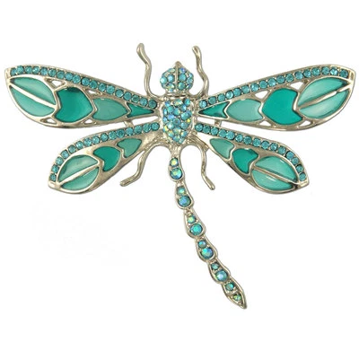RHODIUM PLATED CRYSTAL DRAGONFLY BROOCH MADE WITH SWAROVSKI ELEMENTS - Image 1 of 2