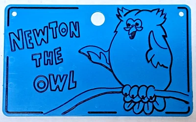 1973 Kellogg's Cocoa Hoots Newton The Owl bicycle license plate cereal premium - Image 1 of 3