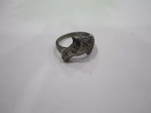 Anello donna testa di cavallo argento sterling vintage anni 60 timbrato .925 WOW!!! - Foto 1 di 5