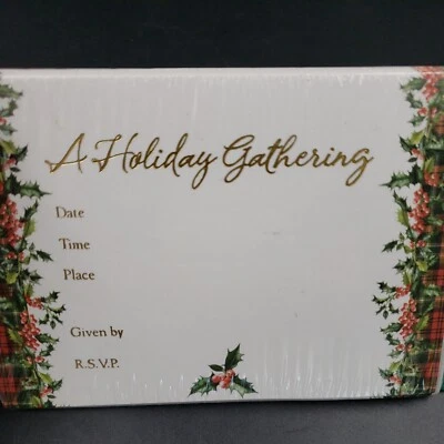 Convites de festa de Natal reunião de férias xadrez azevinho 10 saudações americanas - Imagem 1 de 4