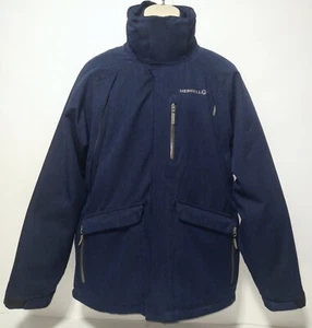 Merrell Jacket Blue Herringbone Opti-Shell 3-n-1 Hooded Full-Zip Insulated Men L - Picture 1 of 13