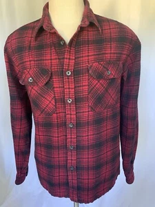 GREAT NORTHWEST Mens Cotton Flannel Shirt/Jacket Red Plaid, Large - Picture 1 of 10