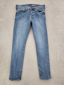 H&M Jeans 32x31 Mens Slim Skinny Stretch Fit Low Waist Dark Wash Button Fl Denim - Picture 1 of 14
