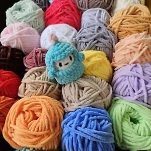 Baby Soft Fluffy Chenille yarn, Baby Dolce chenille yarn baby velvet yarn - Picture 1 of 85