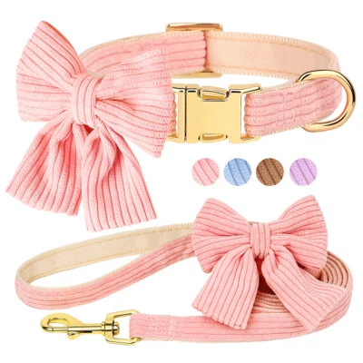 Pet Dog Collar and Lead Cute Bow Tie Adjustable for Small Medium Dogs Yorkie S/M - image 1 of 4
