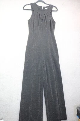 Calvin Klein Black Sparkly Wide Leg Pant Suit-Size 4-Keyhole - Image 1 of 4