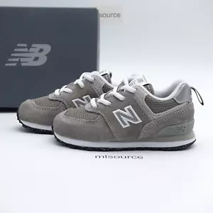 New Balance 574 Stretch Lace Sneakers ID574EVG Gray/White Size 7 Toddler Kid's - Picture 1 of 7