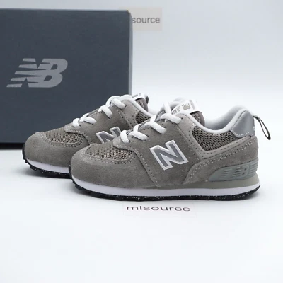 New Balance 574 Stretch Lace Sneakers ID574EVG Gray/White Size 7 Toddler Kid's - Image 1 of 4