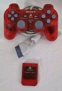 Offizieller Sony PSOne/PS1 Rot (Transparent) Dual Shock Controller + Speicherkarte - Bild 1 von 7