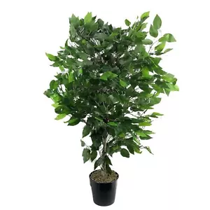 Künstliche Ficus Baumpflanze grün Ficus Busch 90cm realistische Kunstpflanzen - Bild 1 von 4