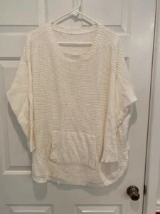 VINCE CAMUTO Knit Waffle Texture Pull-Over Sweater ANTIQUE WHITE 1X - Picture 1 of 2