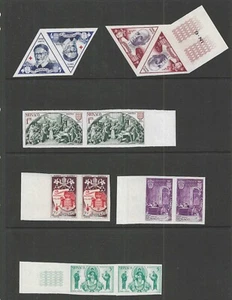 Monaco, 1951, Scott #262-273 Imperf Pairs, Mint, N.H., V.F.-X.F - Picture 1 of 2