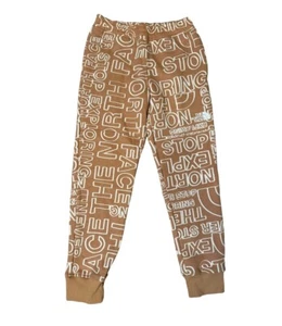 North Face NEW Boys Fleece Joggers Almond Butter Size Large/12 Spell out - Picture 1 of 9