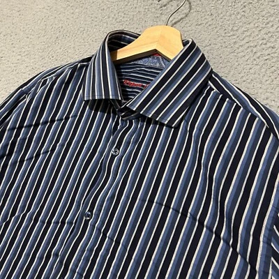 Report Collection Dress Shirt Men X Blue Striped Long Sleeve Button Up - Image 1 of 4