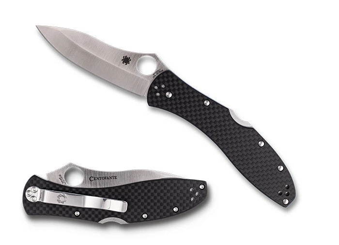 Cuchillo Spyderco Centofante 3 C66CFP3 borde liso hoja cru-Wear negro fibra de carbono Foto 1 de 1