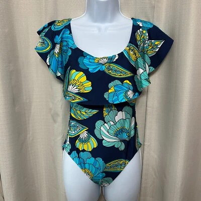 Trina Turk Pirouette Off Shoulder Ruffle One Piece Swimsuit Women's Size 4 NWT - Image 1 of 4