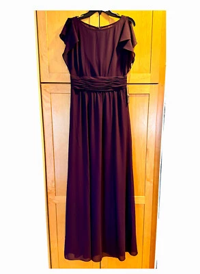 Vestido Largo Púrpura 6 Formal Elegante Ciruela Amatista Berenjena Chaps Modesto Nuevo con Etiquetas Foto 1 de 4