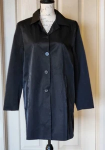 WeatherProof Black Trench Raincoat Button Up with Pockets Womens Size M - Picture 1 of 4