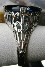 7ct Marquise Cut London Blue Solid Sterling Silver Art Deco Filigree Ring Size 9