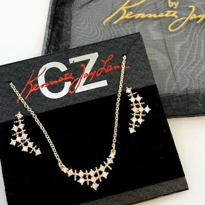 NEW Kenneth Jay Lane Necklace and Earrings Coordinating Set 3 CT CZ Jewelry - Image 1 of 4