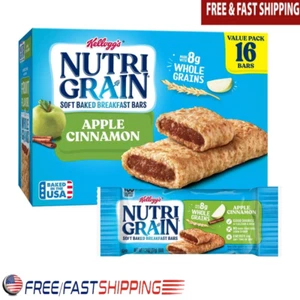 Apple Cinnamon Soft Baked Breakfast Bars Chewy Snack 16 Count Whole Grain Fresh - Picture 1 of 11
