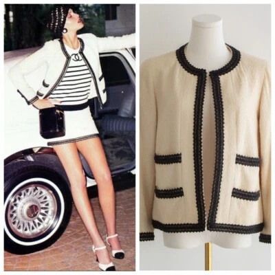 Chanel Vintage Spring/Summer 1994 Ecru Ivory Cream Black Scoubidou 94P Jacket - Image 1 of 4