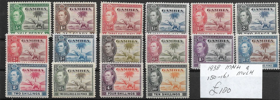 GAMBIA @ 1938 KGVI SG150-161 JUEGO COMPLETO MNH/MVLH Buen Precio @GB1721 Foto 1 de 1