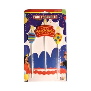 “Happy F#@%ing Birthday” 3 Party Candles - Forum Novelties (All 6 Inches Tall) - Picture 1 of 4
