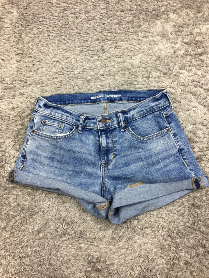 Pantalones Cortos de Jean Old Navy Boyfriend Para Mujer Talla 4 Azul Denim Puños Lavado Medio Foto 1 de 4