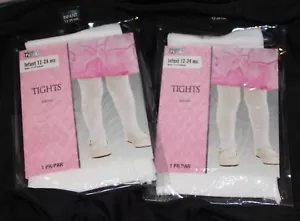 2 Pair: Collants New Infant Girl's White Footed Tights size 12-24 Months - Picture 1 of 2