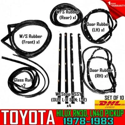 For 1978-83 Toyota Hilux RN30 LN40 Pickup Weatherstrip Rubber Complete Set of 10 Foto 1 de 4