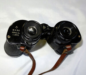 WW2 British Army 6x30 Binoculars With Leather Case, Made In USA