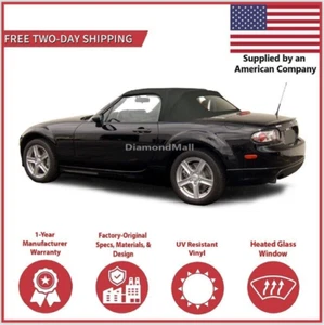 2006-2015 Mazda Miata Convertible Soft Top w/ DOT Approved Heated Glass, Black - Picture 1 of 5