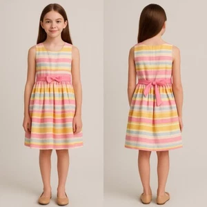 Bonnie Jean Striped Dress Party Sundress with Bow Sleeveless Girls Size 16 - Picture 1 of 12