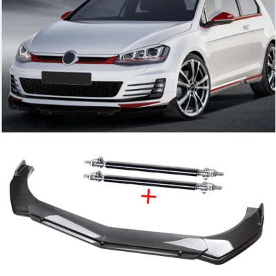 For VW Golf MK5 MK6 MK7 Front Bumper Lip Spoiler Splitter Carbon Fiber Bod Kit Foto 1 de 4