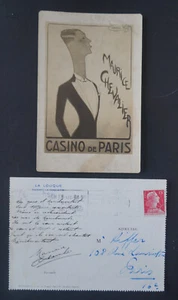 Lettre et Carte de MAURICE CHEVALIER à CHARLES KIFFER Ménilmontant 1956 - Foto 1 di 8