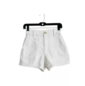 Pantaloncini Zara Patch Tasca Bianco Denim Taglia 2 Cotone Estivi Vita Alta - Foto 1 di 13