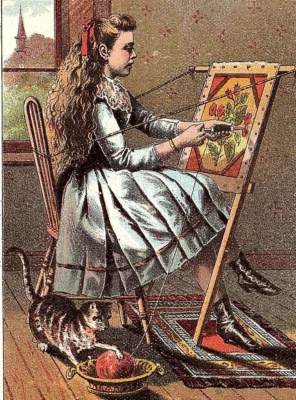 1885 The Mollie Knitting Machine George H King Kansas City MO Cat Playing Yarn - Image 1 of 3