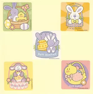 15 Pastel Easter Animals - Lamb, Bunny, Chick - Large Stickers - Party Favor - Picture 1 of 1