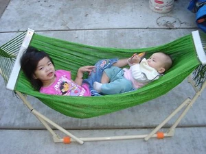 Indoor/outdoor kid's Hammock Swing Bed with Heavy Duty Adjustable Metal frame - Picture 1 of 8