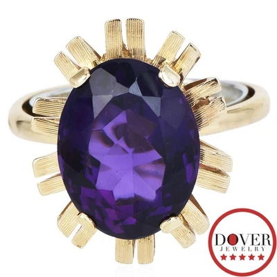 Anillo vintage de amatista de oro amarillo de 18 quilates ovalado 6,8 gramos sin precio base Foto 1 de 4