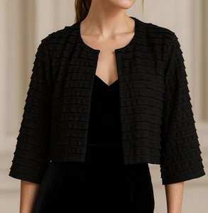 R&M Richards Top Topper Bolero Donna Grande Nero A Strati Increspato Abito da Sera - Foto 1 di 12