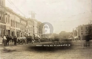 Hillsboro OH Ohio Main Street View 1915 RPPC Photo Postcard COPY - Picture 1 of 2
