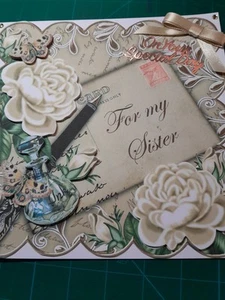 New Handmade Floral Themed Sister Birthday Card Size 8" X 8" - Picture 1 of 5